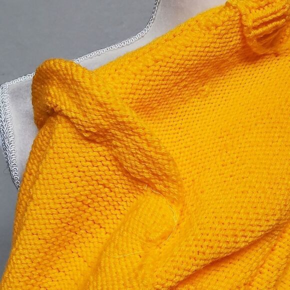 VINTAGE 1970s Handmade Tangerine Knit Puff Shoulder Oversized Tapered Sweater - Picture 11 of 12